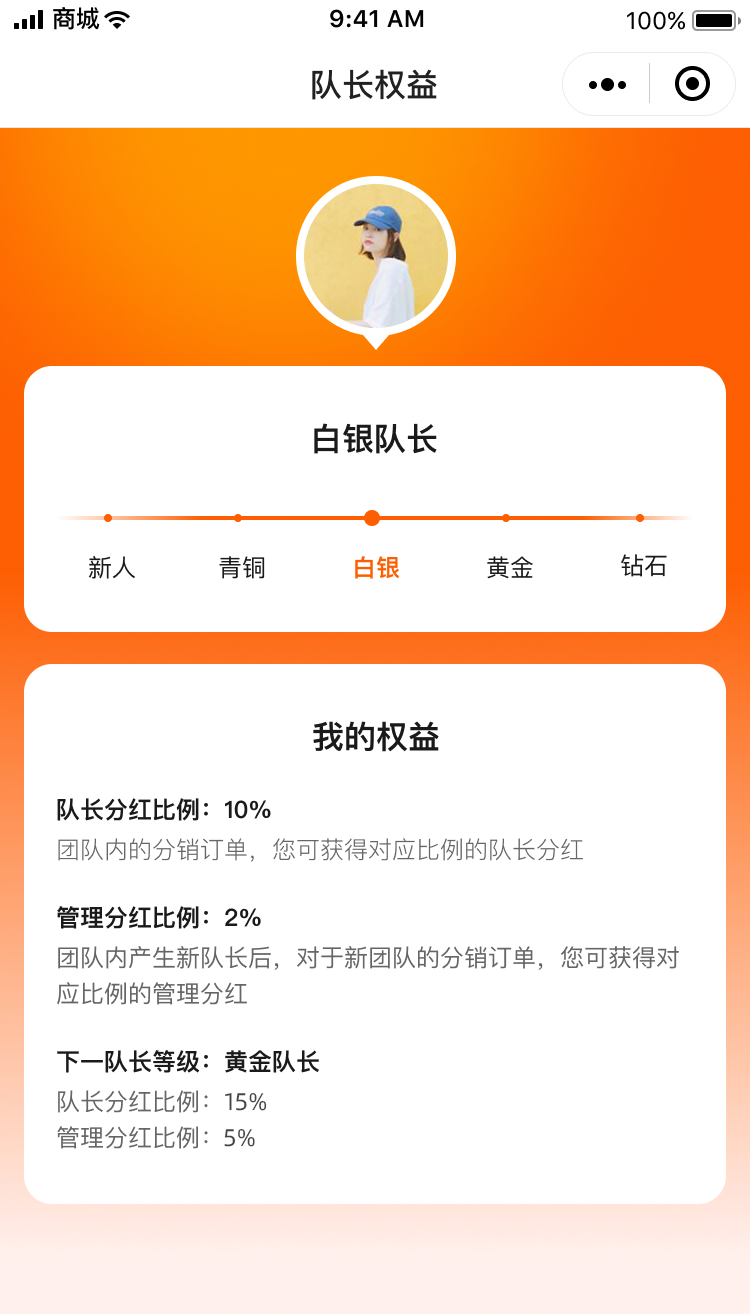 倍琢商城团队分红队长权益